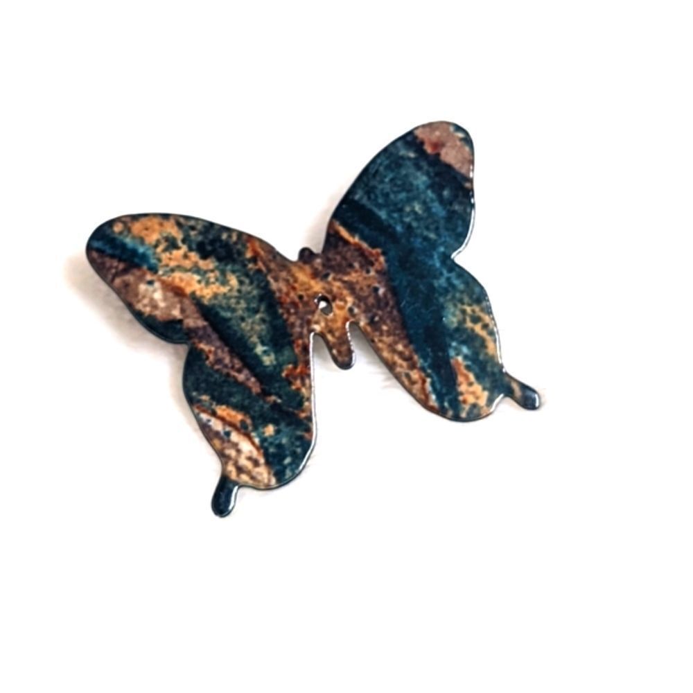 Vintage Artisan Made Marbled Enamel Butterfly Brooche - Picture 3 of 9